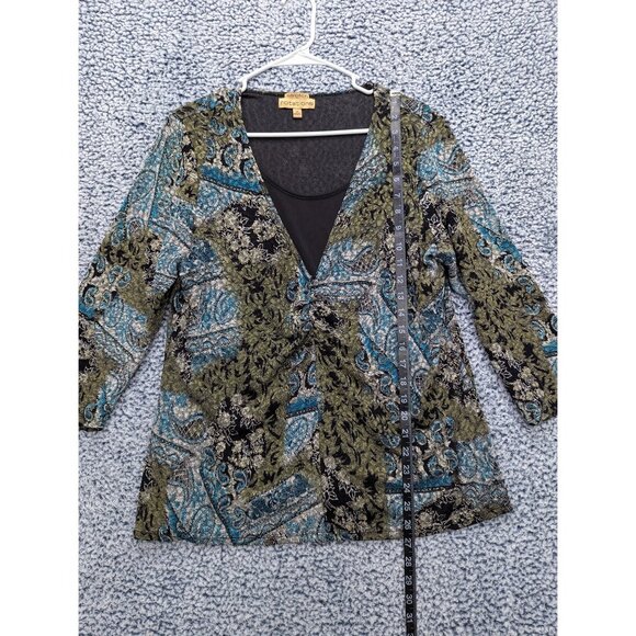 Y2K Notations Stretch Paisley Babydoll Top Size XL Boho Artsy Fairy Grunge 90s - Picture 8 of 11